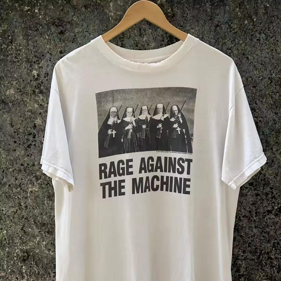 Vintage Rock Punk T Shirts Angry Machine Rock Band Heavy T-shirt Summer New Style Casual Fashion Streetwear Print Tops Unisex