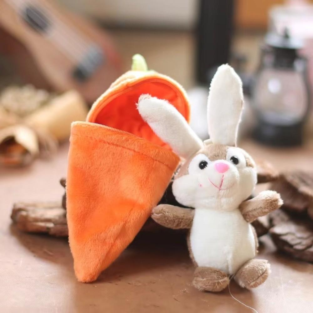 Plush Animal Plush Toy with Zipper Pouch Bag Pendant New Carrot Keychain Gift for Kids Adults