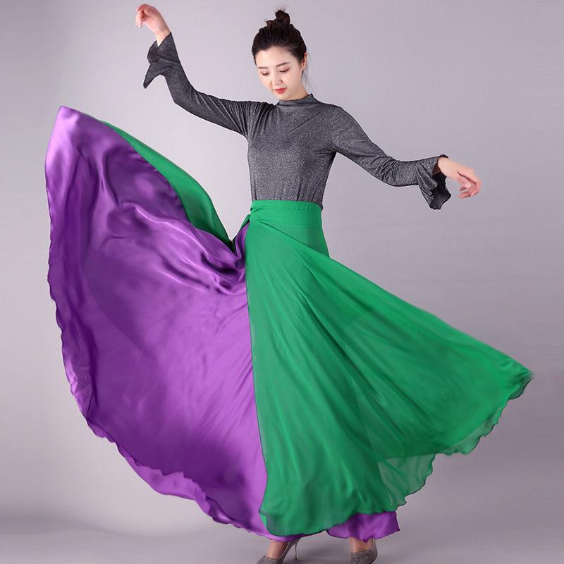 King Kong Dance Poetry Двусторонняя розовая длинная юбка Qingshan со шнуровкой - китайский классический танцевальный костюм