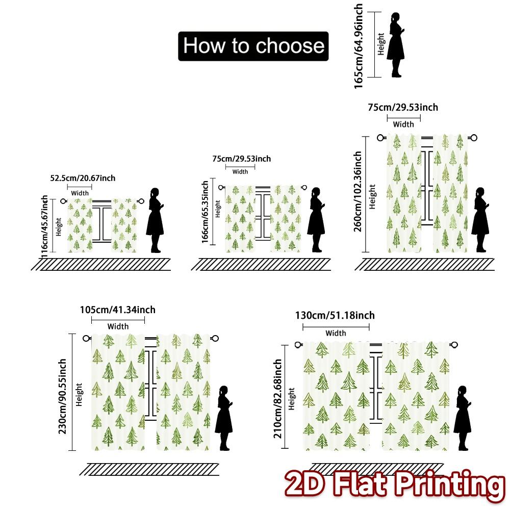 2 шт., Шторы Рождественские елки Зеленые (2) Современные шторы рулонные шторы 100% полиэстер шторы на все сезоны декоративные для