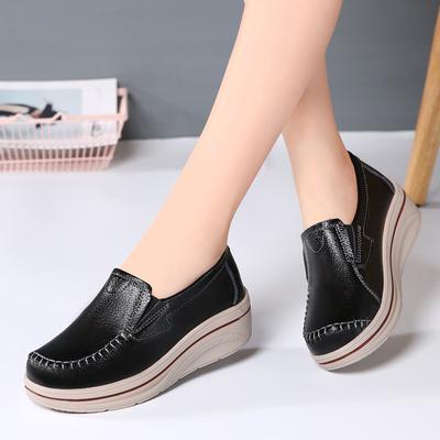 Женские туфли-лоферы на платформе, кожаные туфли, мокасины, повседневные, без застежек, минималистичные, на толстой подошве, увеличивающие рост, туфли Shake для мамы
