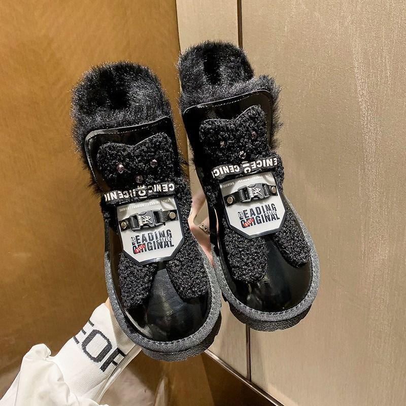 Женские зимние ботильоны на подкладке из искусственного меха. Теплые короткие ботинки на флисовой подкладке. Повседневные нескользящие зимние ботинки из искусственной кожи. Высокие туфли для женщин.