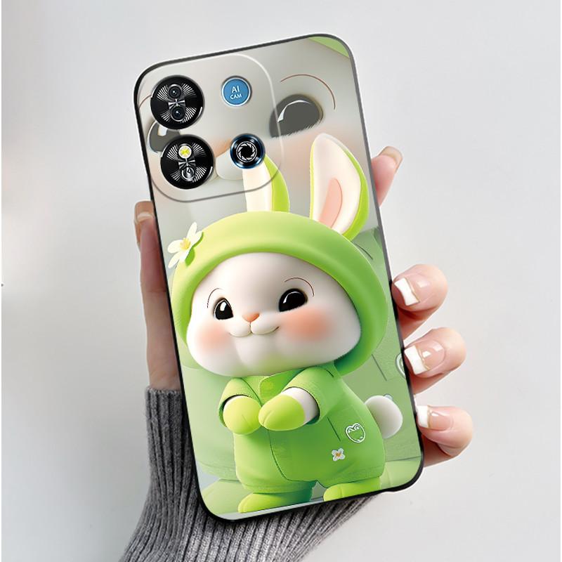 Для Oukitel C57S C57 Pro Plus Ultra Чехол BLU J12 Задняя крышка Милое Сердце Любви Кролик Черный ТПУ Мягкий Силикон Защитный Чехол для Телефона