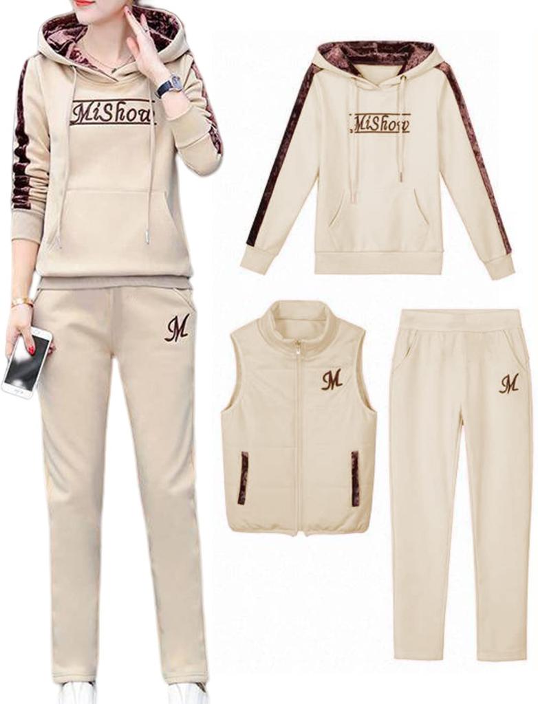 Теплая толстовка с капюшоном Комплект из 3 предметов Домашняя одежда Верх и низ Парка с логотипом Корейская комплектация Одежда Плотный начес Верх Низ Простая домашняя одежда