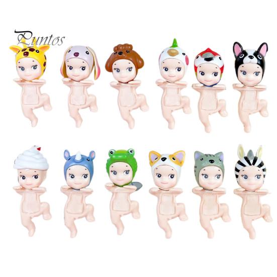 12 шт., держащая подбородок ангела, кукла, фрукт, головной убор, животное, фигурка ангела, ПВХ, мультяшная фигурка ангела, книжная полка, настольное украшение, орнамент