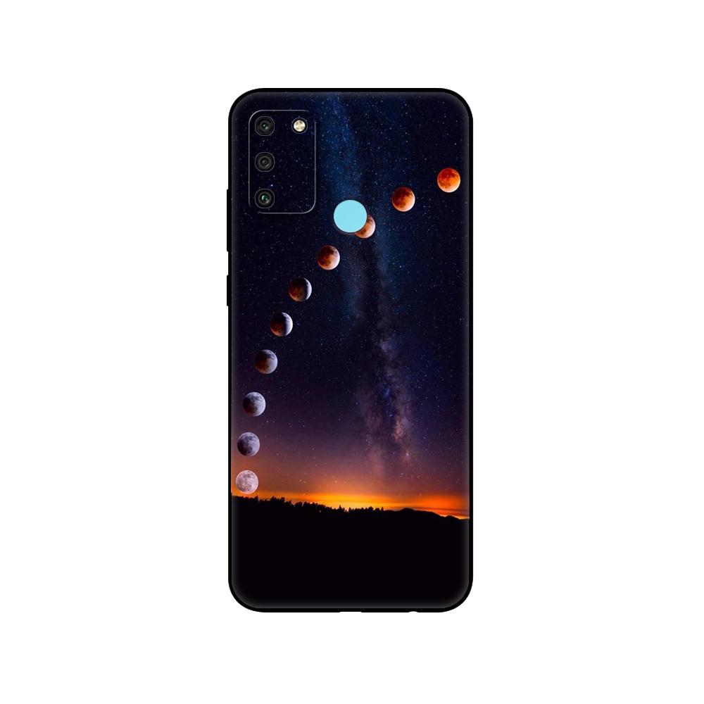 Черный чехол из ТПУ для Huawei Honor 8a Prime 8s Prime 9 Lite honor 9A 9C 9X Premium 9x Pro 9S Sky Space planet Moon stars Design