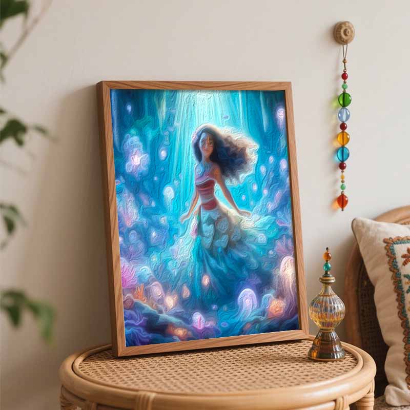 Disney Moana Ocean Painting Kit Classic Style Home Decor Craft Gift Idea Underwater Princess Scene Shining Jellyfish Dreamy Artistic Decor