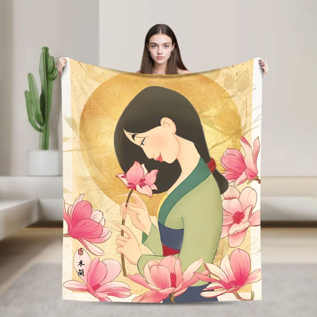 Mulan Cartoon Blankets Airplane Travel Flannel Throw Blanket For Outdoor Soft Warm Custom Quality Bedspread Birthday Gift