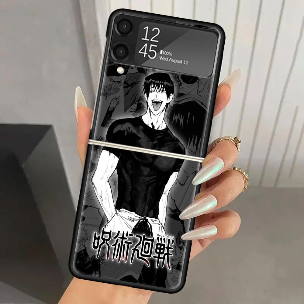 Чехол для телефона Jujutsus Fushiguro Toji из жесткого ПК для Samsung Galaxy Z Flip 7 6 5 4 3 Черный ZFlip7 ZFlip6 Flip5 Flip4 Flip3 5G Печать Co