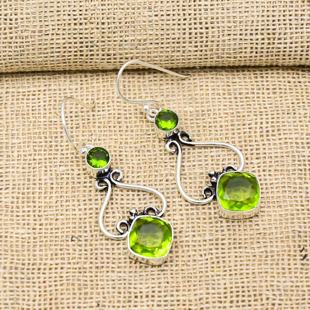 Peridot Earrings Gemstone Jewelry, 925 Solid Sterling Silver Earrings, Handmade Jewelry Birthstone Earrings, Gift For Him