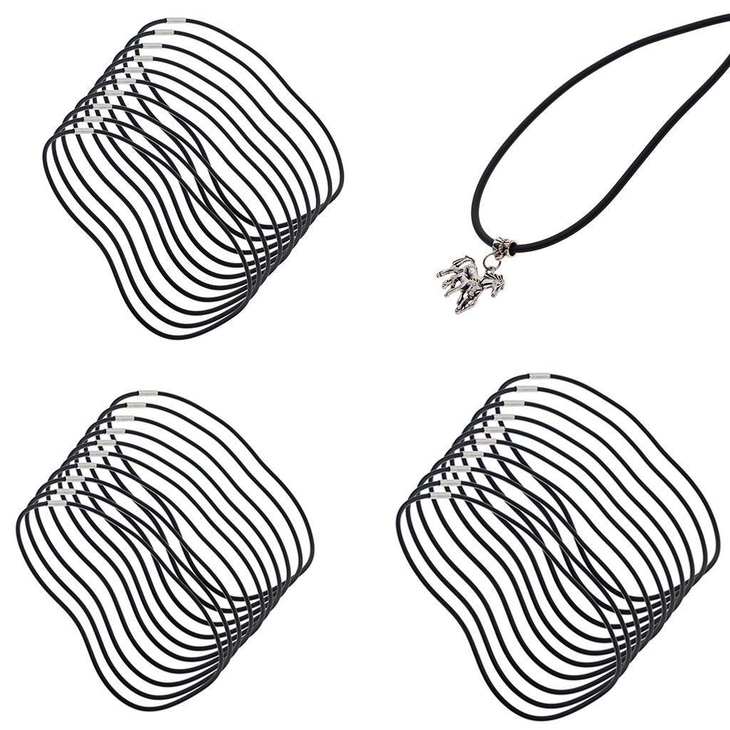 20 Pieces 3mm Black Rubber Cord Rope Necklace Chain with Copper Plug Clasp