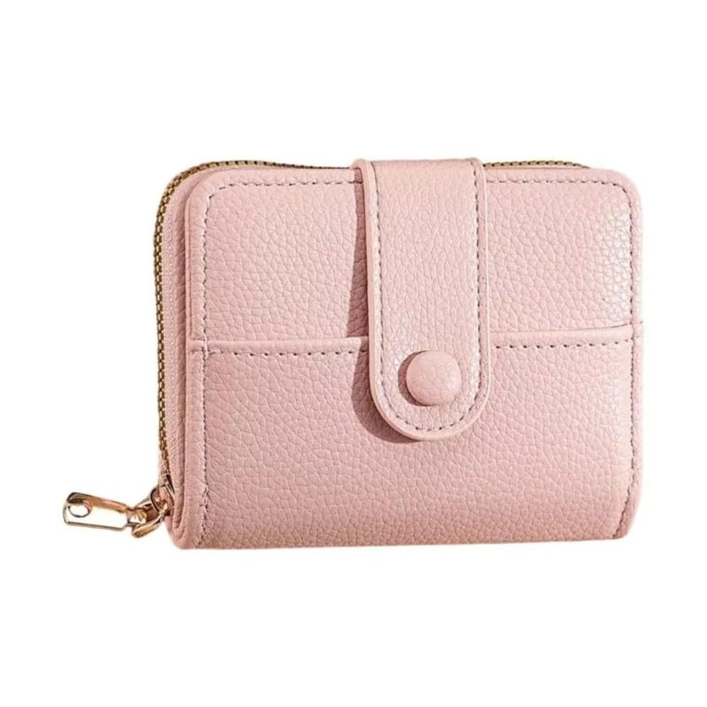Pu Leather Women Short Wallet Lychee Pattern Bank/ID/Credit Card Holder Business Purse  Outdoor