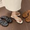 2025 Spring and Autumn New Fashion Versatile Simple Strap Cross Strap Roman Sandals Women's Flat Soft Bottom Cross