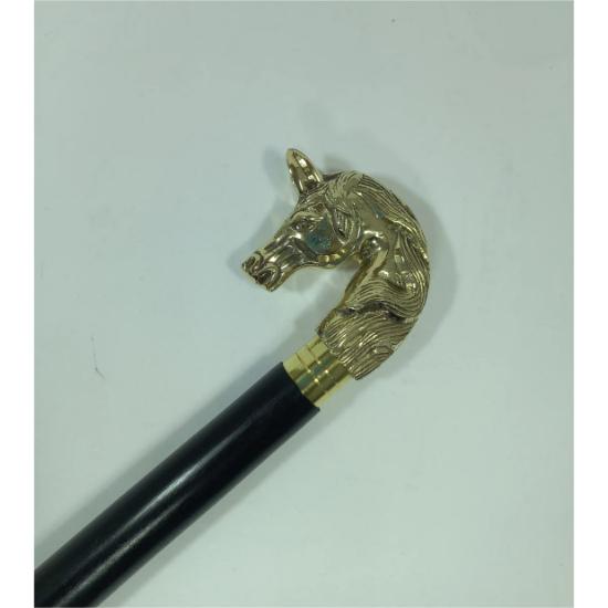 Старинная латунная трость с ручкой в виде лошади, винтажная складная трость в 3 сложения, морской дизайн для коллекционеров и любителей конного спорта