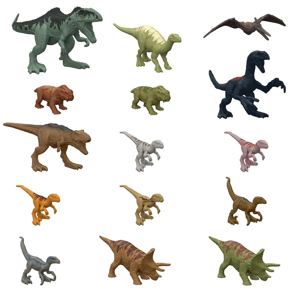 Mattel JURASSIC WORLD New Ruler Mini Figure Set with Cleanup Box Years Old and HJB16 [Игрушка динозавр] [4 шт.] [Подарок]