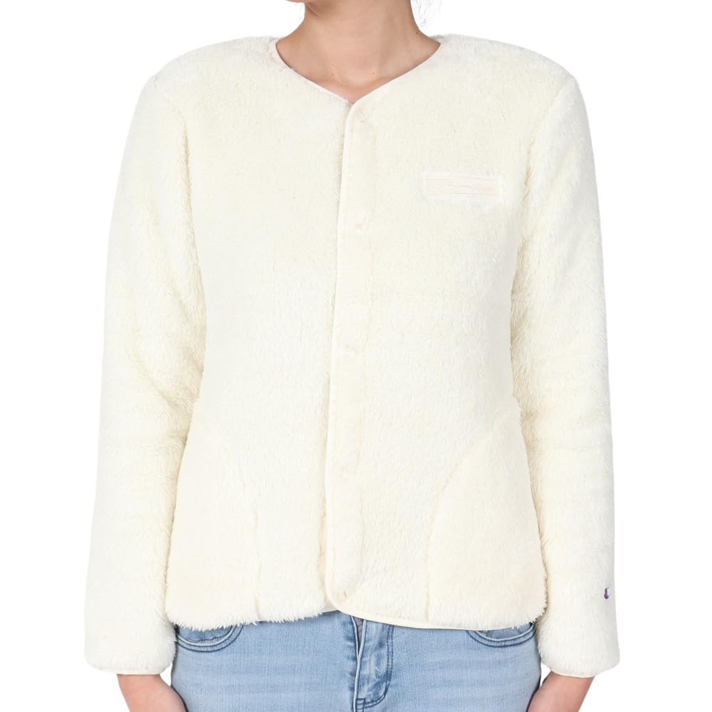 Outerwear Long Sleeve Embroidered Script Logo Snap Jacket Basic M [Champion] Women's CW-Y607 Off-White