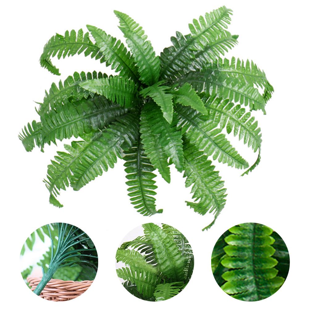 Fake Fern Artificial Plants Boston Fern Plants Plastic Green Bush Plant Fake Grass Leaves Decor Faux Plants for Office Garden