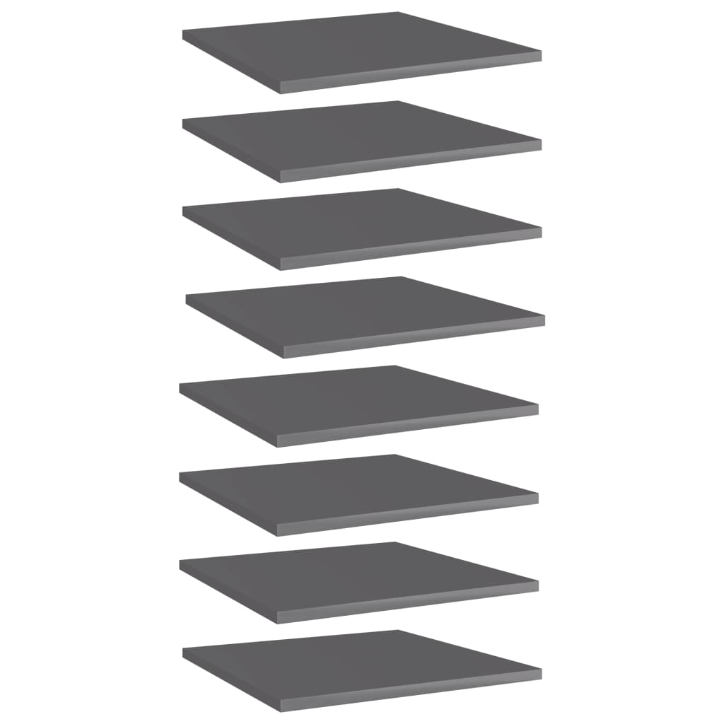 Bookshelf Boards 8 pcs Glossy Grey 40 x 40 x 1.5 cm
