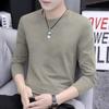 Мужской пуловер с круглым вырезом и длинным рукавом приталенного силуэта – Большой размер, однотонная повседневная футболка для весны и осени.