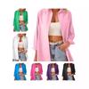 Autumn Fashion Loose Candy Colored Long Sleeved Cardigan Button Up Shirt Top Blouses & Shirts