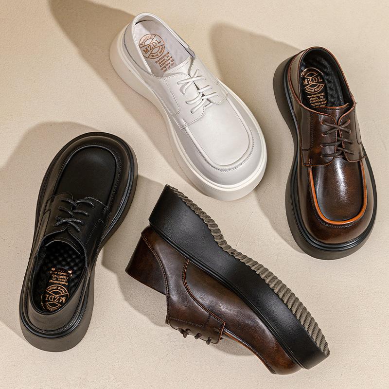 Модные британские туфли из кожи женские новые одинарные туфли колледж ветер толстая подошва кожаные туфли детские туфли