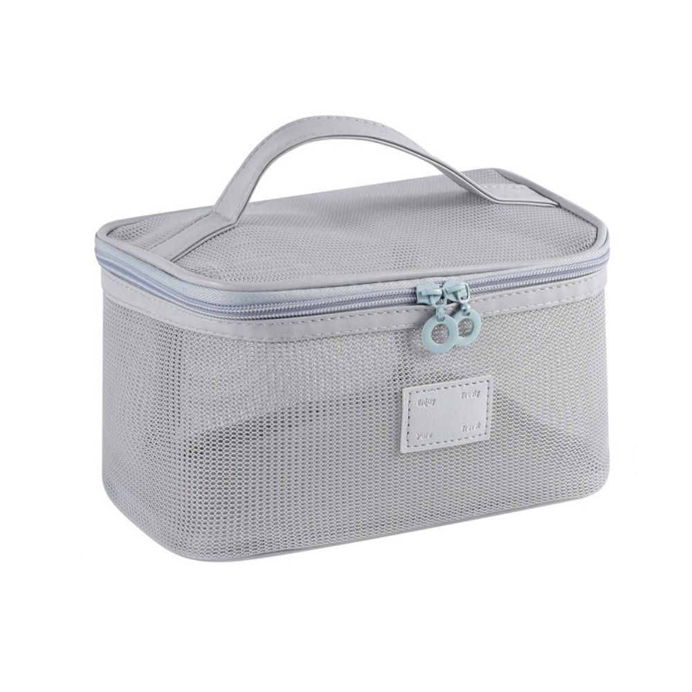 Portable Transparent Mesh Cosmetic Bag Square Cosmetic Cases Mesh Handheld Makeup Bag Travel