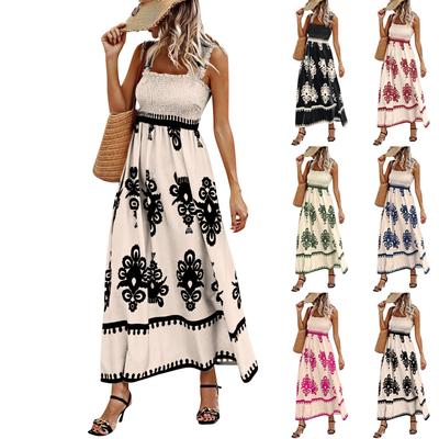 Женское модное ретро-платье с принтом в стиле бохо, пляжное платье для отдыха на пляже