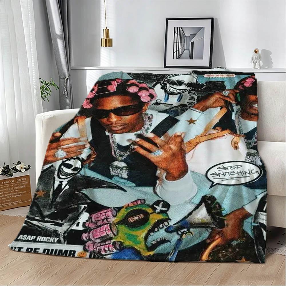 A-ASAP Fashion R-Rocky Punk Rocky Don't Be Dumb Flannel Blanket Soft Throw Art For Home Decor Sofa Naps Picnic Gifts Halloween