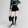 2026 Spring Korean Style High-Waisted Pleated A-Line Skirt - Versatile, Fashionable, Short with Zipper