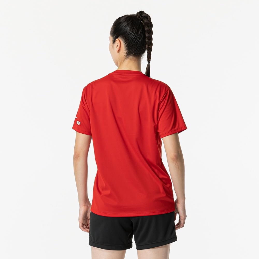 Mizuno Теннисная футболка с коротким рукавом JTTA Salsa XL, рукав, U-образный вырез, унисекс, влагоотводящая, быстросохнущая, сертифицированная, 82JAA110, красная,
