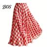 Comfortable Maxi Skirt Women Skirt, Elastic Waist Plaid Print Long Flowy Vacation Hem Lightweight Summer for Beach Travel Party