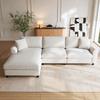 Wolkenförmiges Ecksofa für drei Personen, umkehrbare Ottomane, 90 cm extra breite Liegefläche, modulares multifunktionales Sofa, 256×137×79 cm, Beige