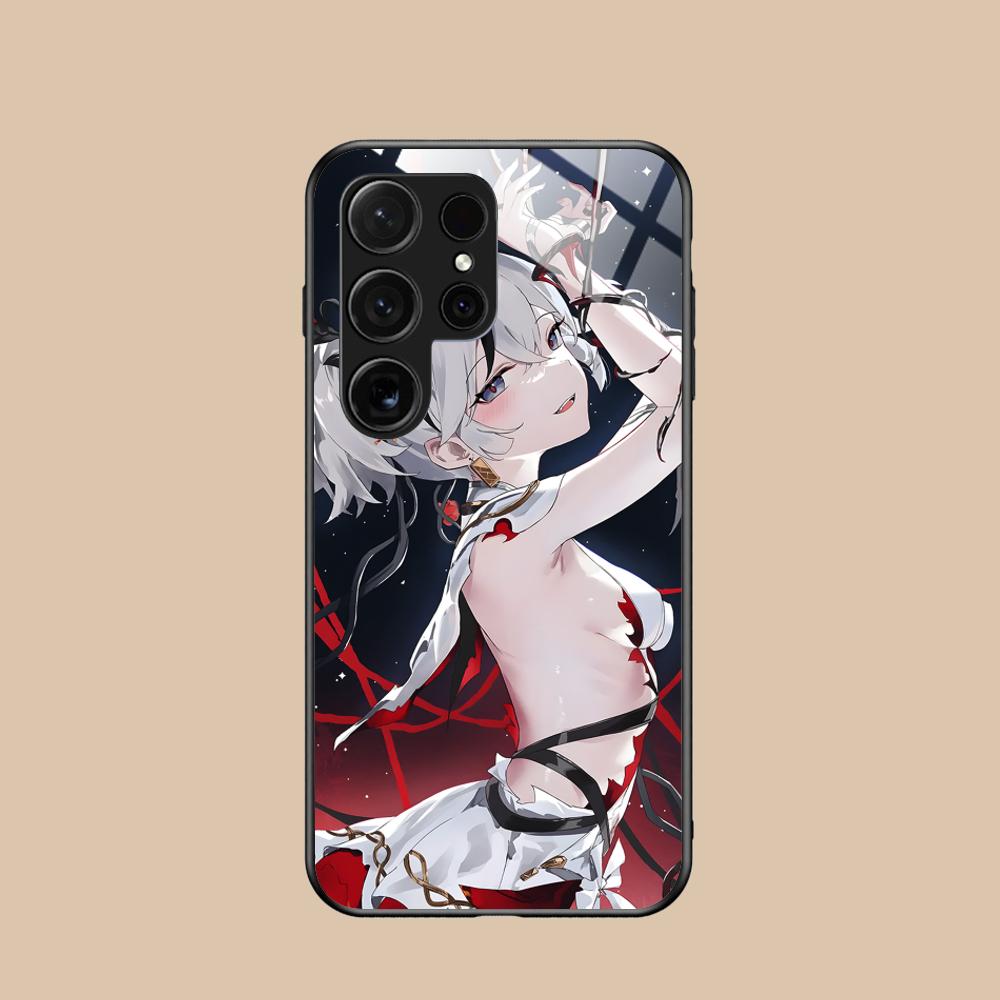 Чехол для телефона Wuthering Waves Camellya для Samsung Galaxy S25 S24 S23 S22 S21 S20 Note20 Plus FE Ultra Стеклянный Цветной Чехол Чехол