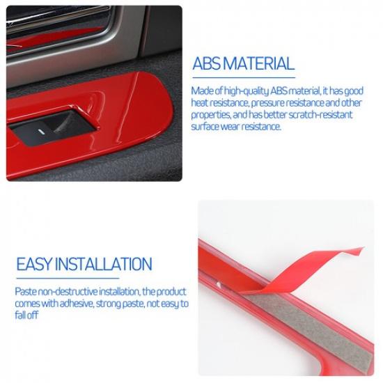 4 SET Window Lift Switch Button Panel Cover Trim For Ford F150 2009-2014 RED