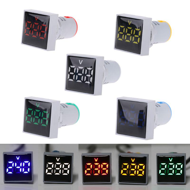 Digital Square Voltmeter AC 20-500V Volt Panel Meter Voltage Indicator LED Light 22mm Car Accessories