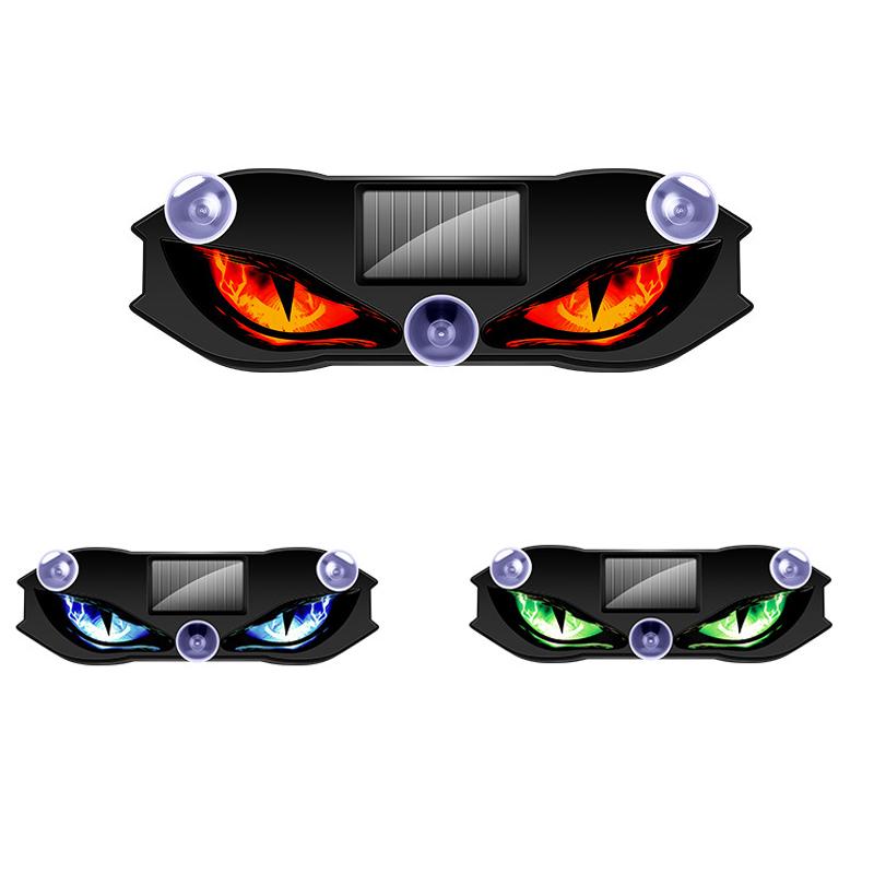 Car Devil Eyes Light LED Solar Warning Flashing Ambient Lights Safety Suction Cup Installation Rear Window Light for Auto Car Neon Lights 4