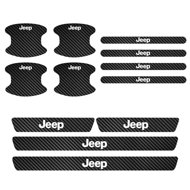 For Jeep 4/8/12PCS Car Door threshold Sticker Door Handle Bowl Scratch Protective Sticker For Jeep Wrangler Renegade Wrangler