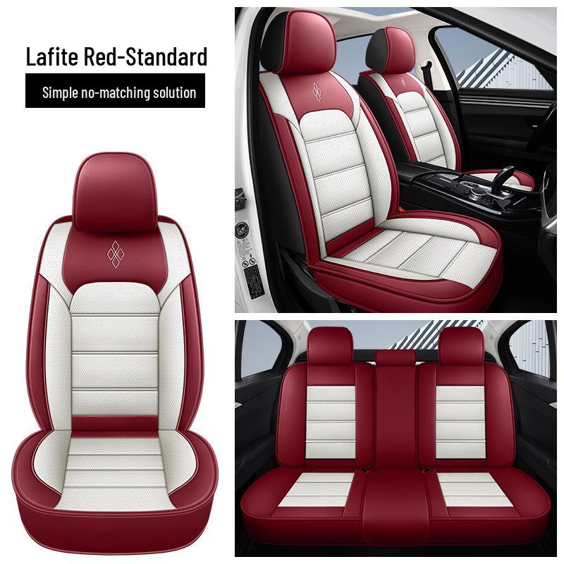 All-Season Nappa Leather Car Seat Cover - Universal Full Coverage Europese/Amerikaanse Design