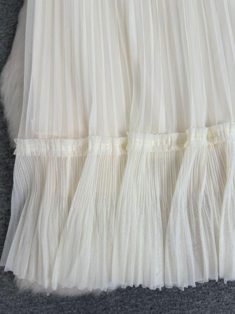 Women's Retro A-line Mesh Patchwork Skirt - Mid-length and Versatile for Commuting and Gentle Style