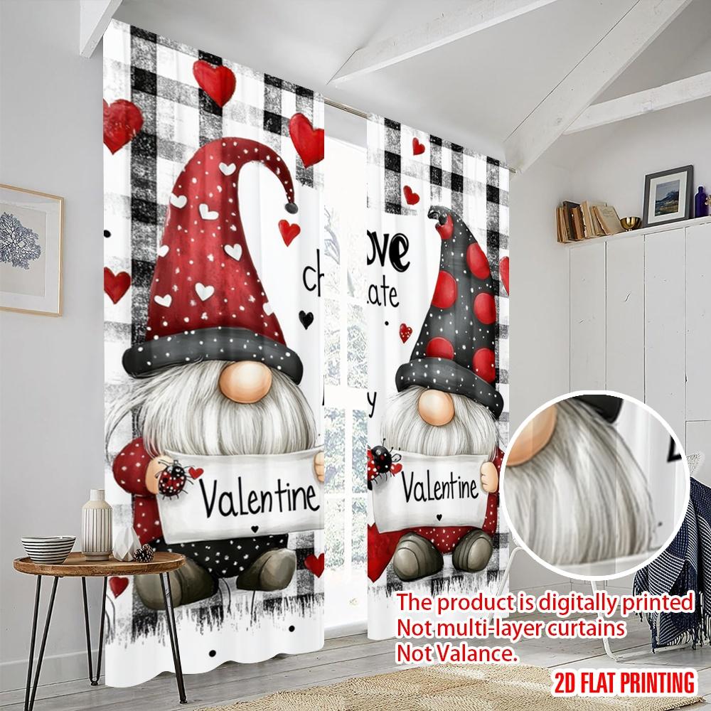 2 шт., 2D печать на плоскости Популярные шторные панели Гном Валентина Прочный полиэстер (без стержня) Все сезоны для гостиной,