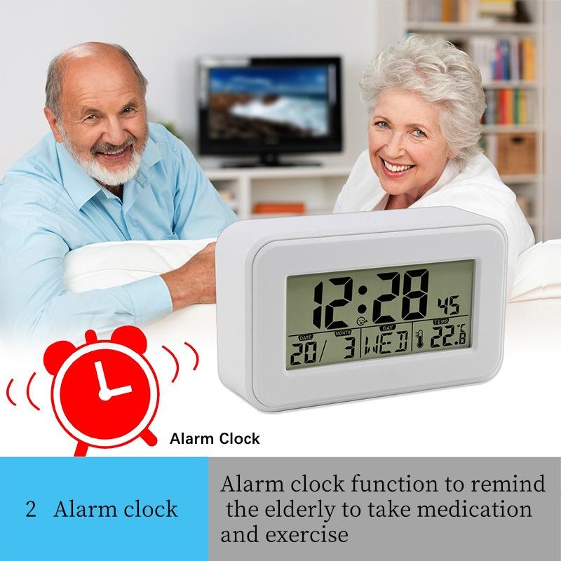 Battery Powered Mini Digital Alarm Clock With Backlight Temperature Date Week Snooze Table Clock 12/24H LCD Electronic Clock
