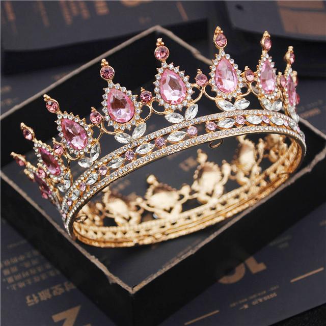 Невеста Королевский Фиолетовый Кристалл Королева Король Диадемы и Короны Свадебное Театрализованное Платье Диадема Головное Украшение Свадебные Украшения Для Волос Аксессуары