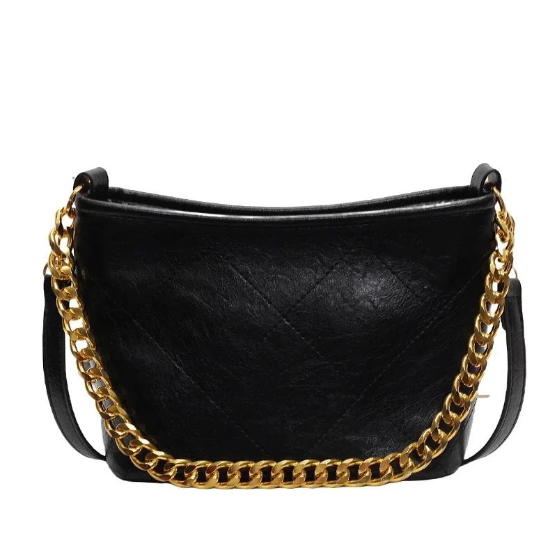 Сумка-ведро из мягкой кожи премиум-класса, осенняя модная цепочка, универсальная, легкая и практичная сумка на одно плечо