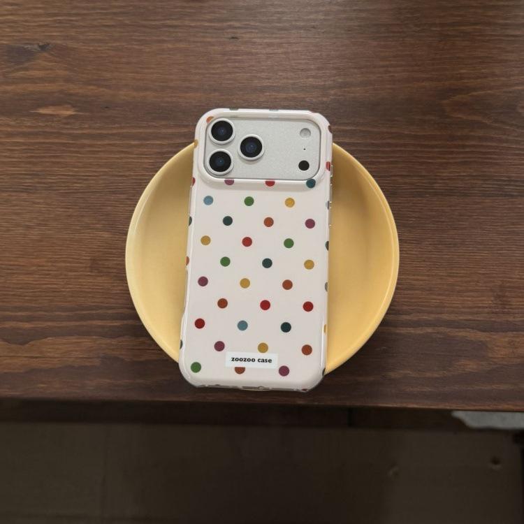 Korean Style Colorful Polka Dot Sticker for Apple 16 Pro Max & iPhone 15 Pro Case