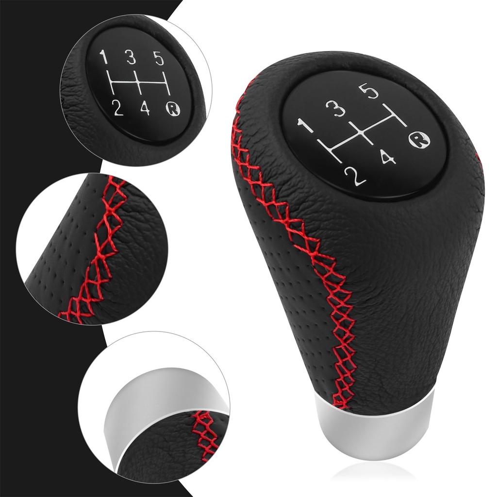Car Gear Knob With 4 Adaptive Parts,Leather 5 Speed Knobs For Replacement Broken Knobs,Universal Non-Slip Manual Knob Car Interior