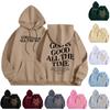 Women Outfit Sweatsuit Letter Printed Long Sleeved  Casual Hooded Sweatshirt