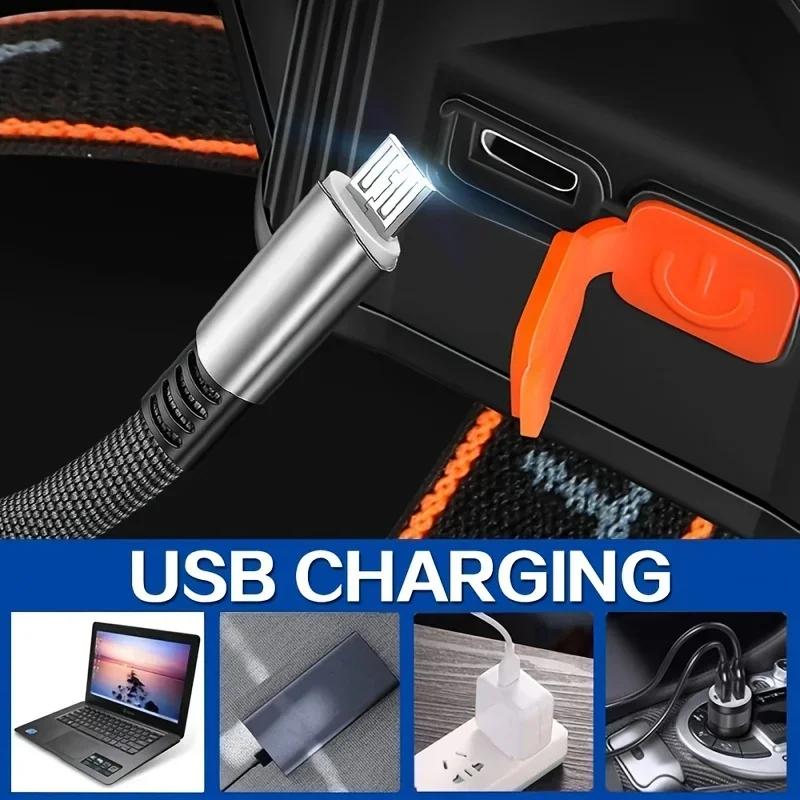 7 светодиодный мощный светодиодный налобный фонарь, перезаряжаемый через USB, 4 режима, водонепроницаемый, регулируемый налобный фонарь, фонарик для кемпинга, аварийные фары