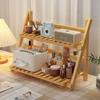 Бамбуковая стойка для хранения канцелярских принадлежностей и офисных многофункциональных мелочей с несколькими ярусами, простая и универсальная книжная полка