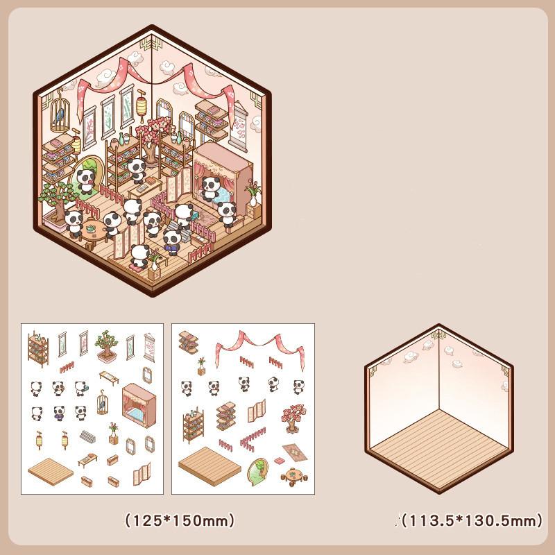 Мультфильм Еда Уличный Пейзаж Наклейка Сцена из Хижины DIY Игрушка Игра Наклейка Фестиваль Подарок На День Рождения для Детей Девочек и Детей