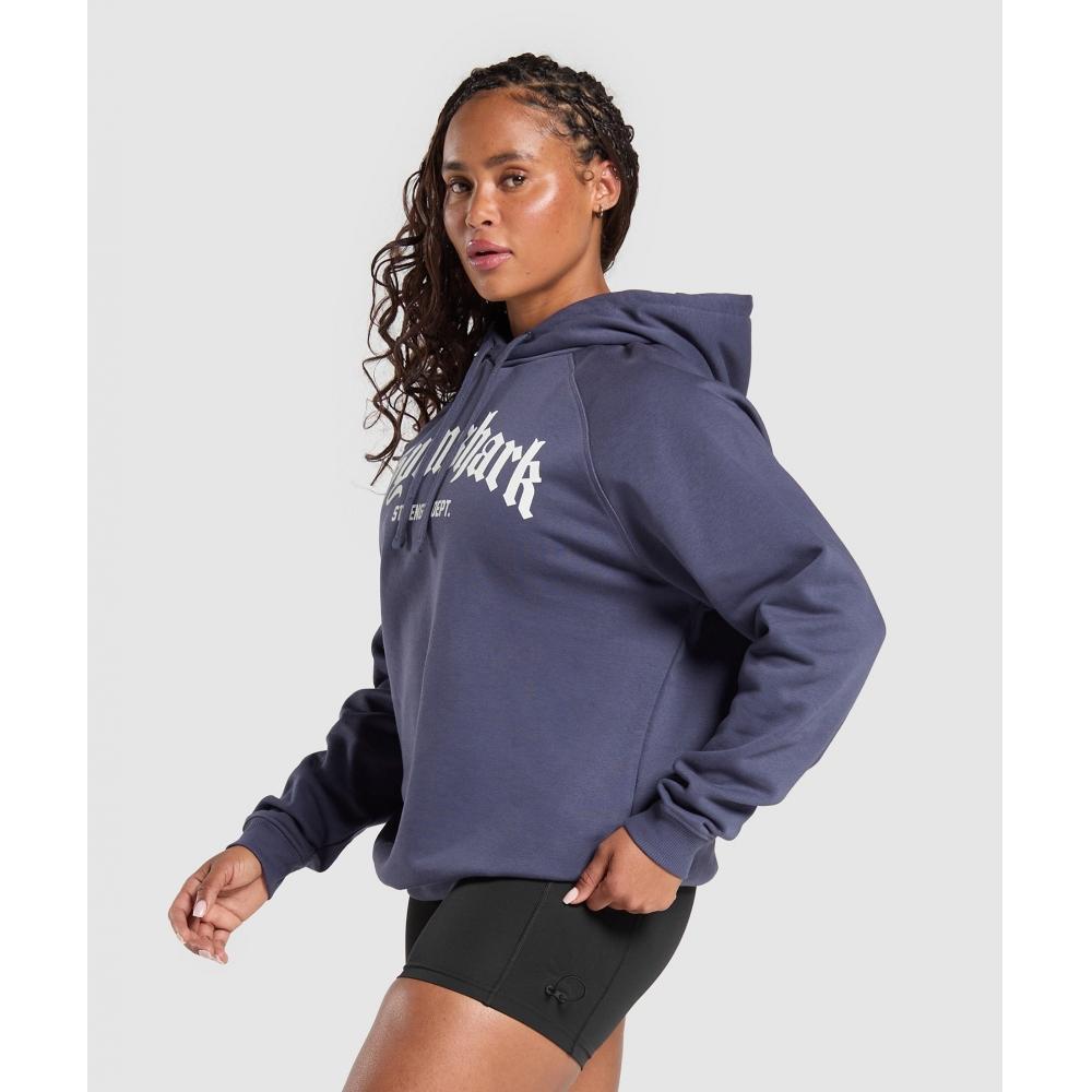 Gymshark Strength Department Graphic Hoodie Weighted Purple B3c3q Pb7p